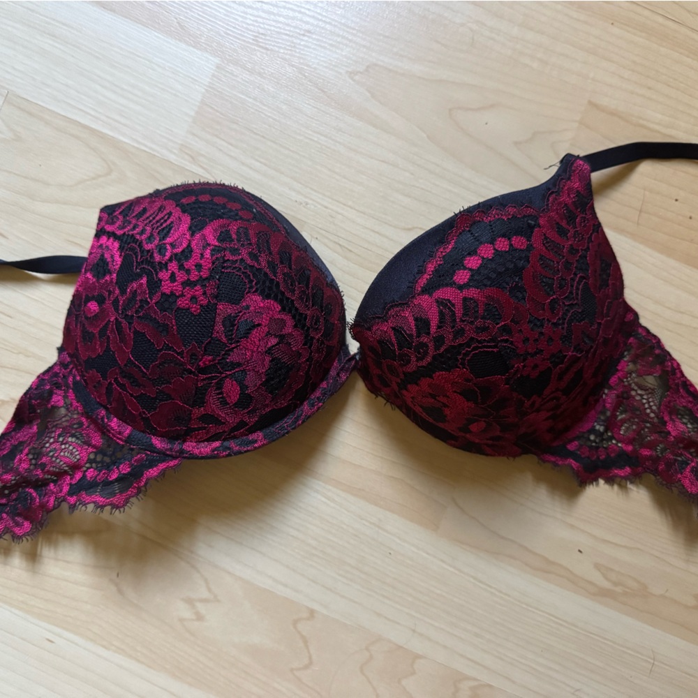 La SENZA Black and Pink Lace Bra